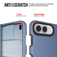 Groothandel Stootvaste Case voor iPhone Duo Fold met Ingebouwde Onzichtbare Kickstand, Driehoekige Textuur, Anti-vingerafdruk Scharnierbescherming