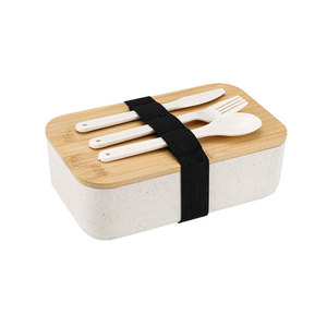 Lonchera Rectangular con Tapa de Bambú, Apta para Microondas, con Juego de Cubiertos, Lonchera Bento para Estudiantes - Product Image 5