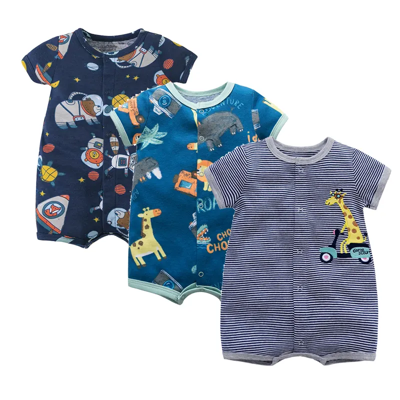 Vente chaude bébé été barboteuses sans manches combinaison courte coton garçons vêtements enfants body bébé filles vêtements floral pour 6-24