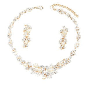 ชุดเจ้าสาวสุดหรู สร้อยคอและต่างหูประดับมุกเทียมและคริสตัล ชุบเงิน ตัวเรือนโลหะผสม ดีไซน์แบบหนามเตย สไตล์โรแมนติก สำหรับงานแต่งงาน - Product Image 5