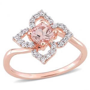 Anillo de Halo de Morganita de Lujo Exquisito con Envío Rápido, Anillo de Boda con Piedra Preciosa Rosa y Anillo de Compromiso de Morganita con Diamantes - Product Image 3