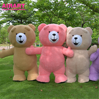 Costume d'ours drôle gonflable de rue, costume de mascotte d'explosion de fourrure pour l'interaction de représentation de mariage