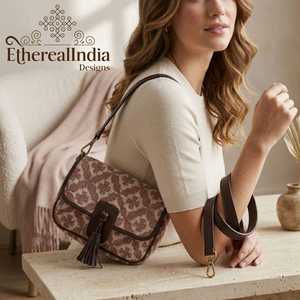 Handmade Floral Sling Bag Block Print Cotton Crossbody <b>Purse</b> Boho Ethnic <b>Small</b> Vegan Leather Bag - Product Image 2