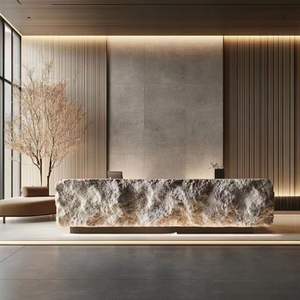 โต๊ะรับแขกไฟเบอร์กลาสสีขาวหรูหรา รุ่น YS-0401 พร้อมไฟ LED ปรับแต่งได้สำหรับสำนักงานและร้านเสริมสวย สปา เฟอร์นิเจอร์ยอดนิยม - Product Image 1