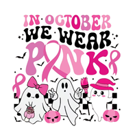 Transfert DTF Halloween Ruban Rose Fantôme Prêt à Presser, Design à Décollement à Froid pour T-shirts et Sweats à Capuche