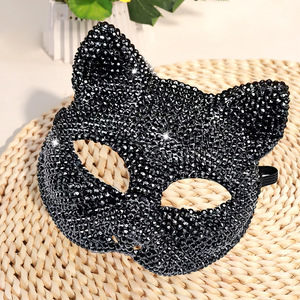 หน้ากากแมวประดับเพชรคริสตัลแบบครึ่งหน้า สำหรับงานปาร์ตี้ ฮาโลวีน วันเกิด อุปกรณ์เสริมชุดแฟนซี - Product Image 2