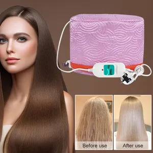 Gorro calefactor para salón de belleza, <span class=keywords><strong>tratamiento</strong></span> térmico, vaporizador, cuidado del cabello, sombreros para mujeres, Spa en casa, gorro térmico para nutrir el cabello, UE/Reino Unido - Product Image 1