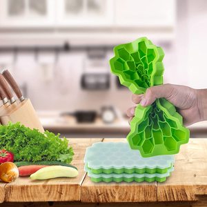 Moules à glaçons hexagonaux de qualité supérieure, 32 cavités, en silicone, écologiques, en forme de nid d'abeille, avec couvercle hermétique - Product Image 4