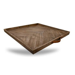 Bandeja de madera retro de estilo internacional con asa decorativa, bandeja cuadrada de madera maciza para la sala de estar y la cocina del hogar. - Product Image 5