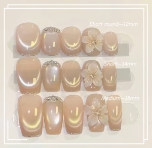 Vente en gros de faux ongles en acrylique de haute qualité, faits à la main, à motifs floraux français, pour les doigts - Product Image 5