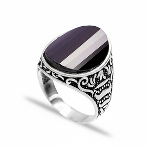 Ottoman Tugra <b>Men</b> Style Onyx Stone Oval Shape <b>Men</b> <b>Ring</b> Jewelry Wholesale Handcrafted Authentic 925 Sterling <b>Silver</b> <b>Men</b> <b>Ring</b> - Product Image 2