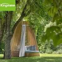 Lit de repos extérieur en bois de teck tout temps avec parc de jardin à baldaquin-Sensation de vacances Meubles de lit de repos extérieur conique