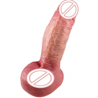 HXR Pénis Artificiel Réaliste en Silicone Liquide de 8 Pouces pour Masturbation Féminine, Dildo 100% Étanche avec Ventouse, Jouets Sexuels BJD-E012-1