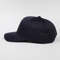 Casquette de sport unisexe en polyester bleu marine à 6 panneaux, avec logo PVC découpé au laser, motif Argyle, haute qualité, personnalisable en usine, toutes saisons