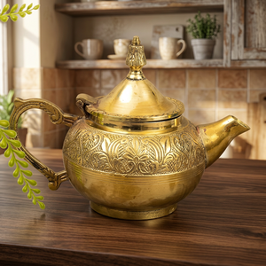 Oriental Style Brass Tea Pot With Lid And Handle Metal <b>Kettle</b> Water Pots Decorative Design - Product Image 2