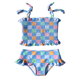 2026 Hot New Girls Boutique Swimsuit <strong>Toddler</strong> Floral Print Smocked Ruffle Shoulder Tie Dream Smocked Tanking Two Piece <strong>Swim</strong> <strong>Suit</strong> - Product Image 3