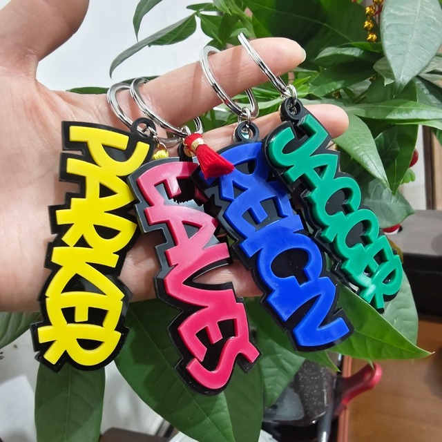 Custom Double Layer Acrylic Keychain Personalized Name Pendant for Backpack Purse Handbag Luggage Suitcase