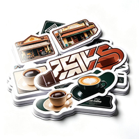Autocollants Haoxuan pour cafetière à filtre, en PVC blanc, motifs urbains, couleurs vintage, finition mate, UV sélectif, imperméables, découpés à la forme