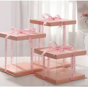 Caja Cuadrada Transparente Negra Personalizada para Pastel, con Cartón, Caja para Pastel de Cumpleaños, Caja para Pastel de Diseño - Product Image 1