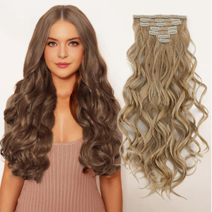 Julianna Futura résistant à la chaleur vague lâche bouclés lisse Yaki droite synthétique Invisible sans couture Clip dans les extensions de cheveux - Product Image 1