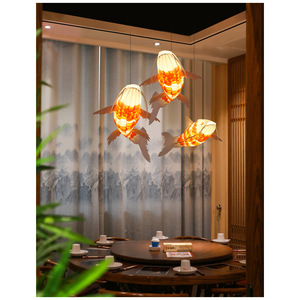 Japanese Koi Fish Shaped Chandelier E27 Incandescent <b>Light</b> For <b>Dining</b> Rooms And Restaurants Zen Inspired Design - Product Image 3