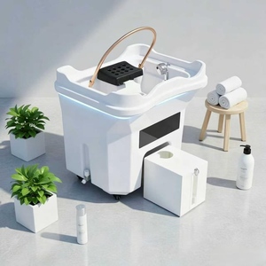Bac de lavage capillaire mobile avec réservoir d'eau et réservoir d'eaux usées intégrés, appareil de shampoing portable sans fil, aucun raccordement à l'eau nécessaire - Product Image 2