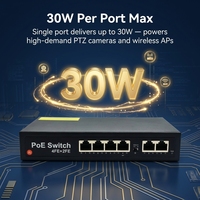 Casing Logam 6 Port POE Fast Switch IEEE802.3af/at 60W Daya Terintegrasi Kapasitas Switch 1.6G Jangkauan Jauh untuk Kamera IP