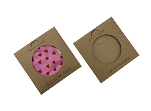 Caja de cartón plegable biodegradable de papel kraft reciclable con ventana troquelada para pañuelos de seda y bandanas - Product Image 2