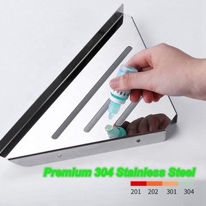 Mensola Angolare per Doccia in Acciaio Inox 304 SUS304 Antiruggine Lucida a Specchio Cestello Portaoggetti Triangolare per Bagno - Product Image 6