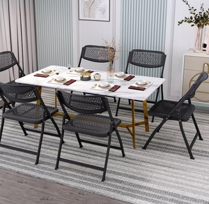 كرسي حديقة عصري قابل للطي من البلاستيك الأبيض والأسود بتصميم منقوش خفيف الوزن وعصري KS240 - Product Image 4