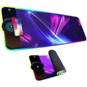 RGB-Mauspad 4*300*800mm Gaming-Mauspad-Matte mit Qi-Ladegerät für drahtlose Telefone Schnell ladung für iOS Android