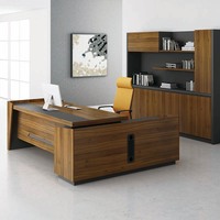 Bureau de direction moderne en forme de L, table de bureau de luxe en bois pour PDG avec armoire latérale, mobilier de bureau de direction, vente en gros OEM