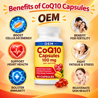 Capsules de Coenzyme Q10 Ubiquinol 100mg, Marque Privée OEM, 60 Capsules pour Adultes, Améliore l'Immunité