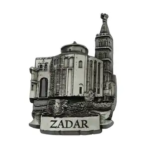 Imán de nevera de recuerdo turístico de Zadar Croacia 3D de metal antiguo personalizado de gama alta al por mayor