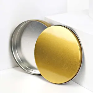Round Caviar Cookie Cake Candy Tin Cans Nail Cut Gift Set Tin Box Thin Small Round Metal Rimming Tin Case