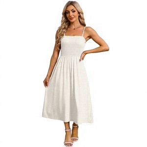 Vestidos Maxi de Tirantes Finos para Mujer, Tejidos, Cintura Alta, Bolsillos Fruncidos, Lavables <span class=keywords><strong>a</strong></span> Máquina, Poliéster y Spandex, Verano 2026, Casual - Product Image 4