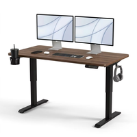 Bureau debout exécutif noir haut de gamme à colonne inversée à 2 niveaux, table de bureau réglable en hauteur