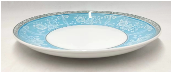 Set di 7 Piatti per Frutta in Ceramica Blu con Motivo a Rose, Stoviglie Rotonde per Feste e Occasioni Speciali - Product Image 1