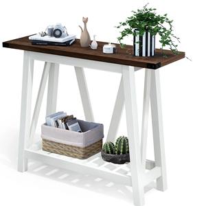 Tavoli Console in Legno Bianco Stile Fattoria Semplice con Ripiani per Ingresso e Soggiorno, Vendita all'Ingrosso - Product Image 2