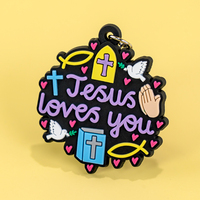 Llavero Cristiano Promocional, Moldeado en PVC 2D con Diseños de Jesús Curando y Dios Te Ama, Bajo MOQ, Directo de Fábrica