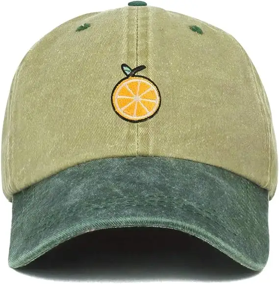 Gorra bordada personalizada, gorras deportivas lavadas teñidas con pigmento de parche naranja, gorras antiguas de dos tonos, gorras de béisbol para hombre
