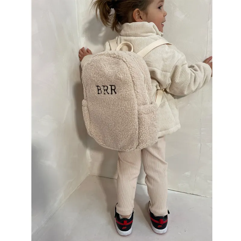 Mochilas escolares bordadas con oso de peluche, mochila para niños pequeños con nombre personalizado a mano