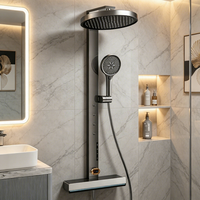 Ensemble de douche en laiton intelligent avec écran LED numérique, fonctions de massage SPA pour la taille et le dos, jet de pluie et pommeau de douche carré