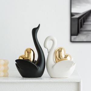 Ornements de cygne en céramique nordique articles décoratifs faits à la main pour la maison pour Hall d'entrée salon armoire à vin support TV mariage - Product Image 3