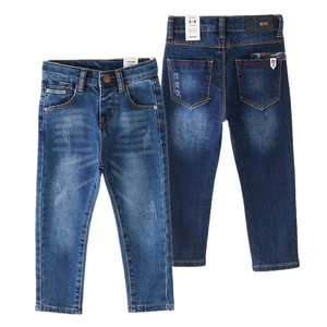 Vente en gros de costumes en jean extensible pour garçons, pantalons en denim bleu classique à taille élastique pour <span class=keywords><strong>le</strong></span> printemps/l'automne, commandes en gros - Product Image 1