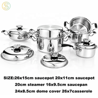 Panci dan wajan Stainless Steel 5 lapis, peralatan masak tanpa minyak, panci induksi keamanan, pencuci piring Microwave