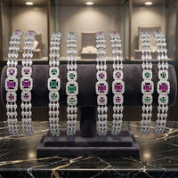 Conjunto de pulsera de elegancia radiante de Plata de Ley 925, brazaletes de moda de lujo, diseño de AD de elegancia radiante, brazaletes de lujo de plata 925