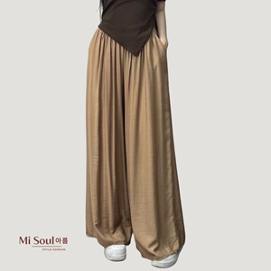 Women Breathable Yarn Dyed <b>Lace</b> Wide Leg Velvet Pants <b>Elastic</b> Waist Drawstring Summer OEM - Product Image 4