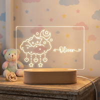 Vente en gros de conception moderne avec logo personnalisé veilleuse en acrylique lumière de base à LED blanc chaud pour chambre à coucher commande en gros de base en bois