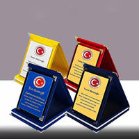 Plaque de certificat de boîte de velours pliable Plaque de trophée de prix de velours noir bleu rouge jaune